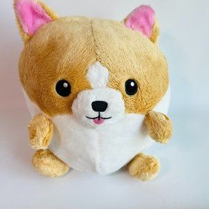 Squishable Corgi Dog Tan Round 8" Plush Pink ears 2019 Fluffy Soft Puppy